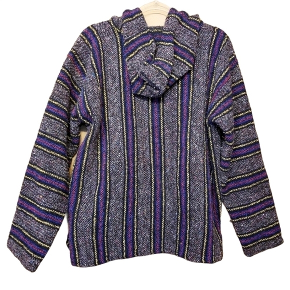 Frank's Textiles | Women's Gray Striped Burlap Pullover Hoodie (Size Large) - Picture 8 of 8